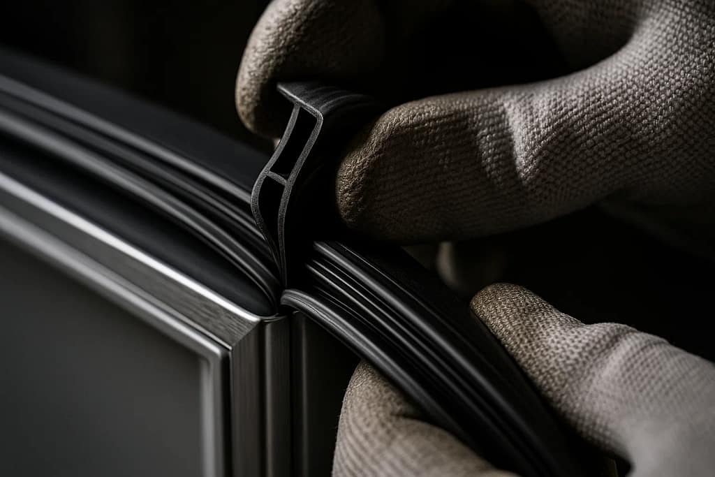 Installing new refrigerator door gasket into mounting channel repair process